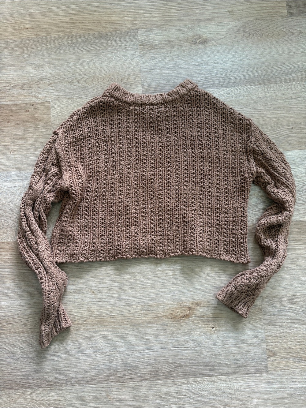 Free People Cropped Cable Knit Sweater - Brown - Picture 3 of 4
